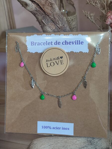 🩷 Bracelet de cheville 100% acier inox 💚 réf.B959