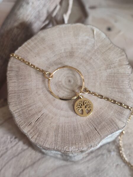 Bracelet en acier inoxydable doré et son arbre de vie 🌳 réf.B970