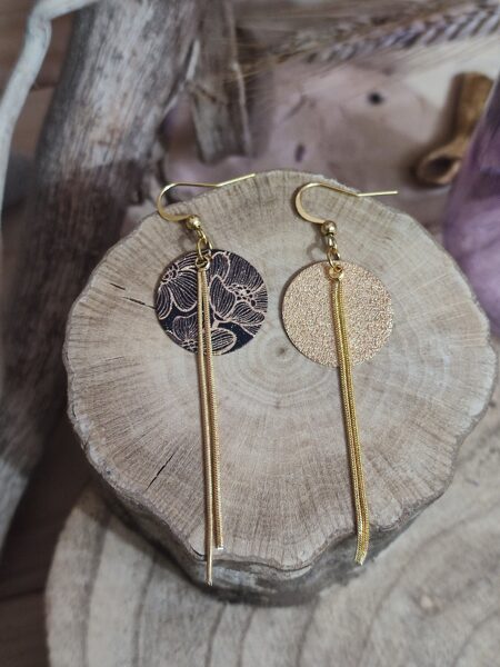 Boucles d'oreilles en laiton doré et acier inox réf.B795 ★★★★★ 1 avis