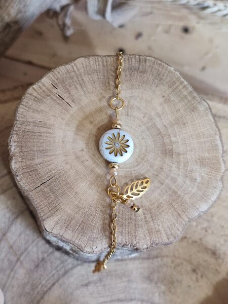 Bracelet en acier inox et perle tchèque 🤍 réf.B990