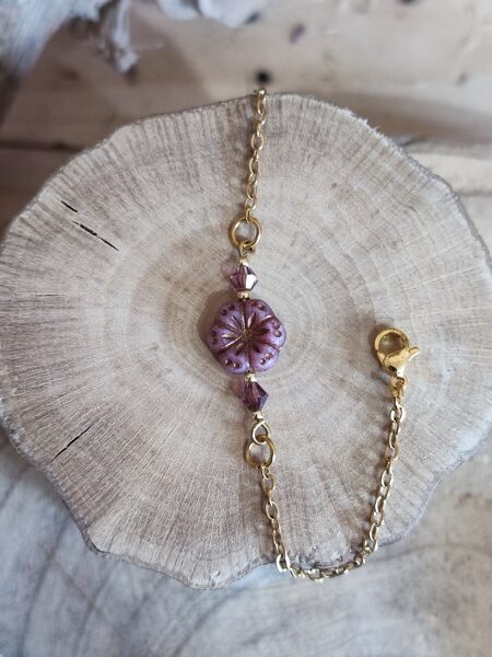 Bracelet en acier inox et perle tchèque réf.B765