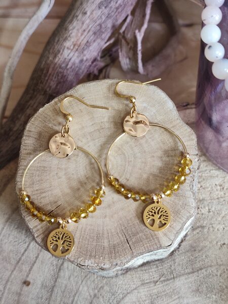 Boucles d'oreilles créoles laiton et acier inox 💛 réf.B979