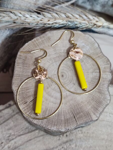 Boucles d'oreilles en laiton et acier inox 💛 réf.B1024