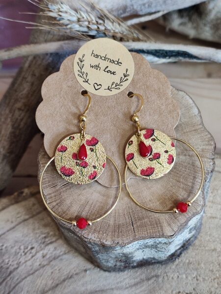 Boucles d'oreilles en laiton/acier et sequins pailletés réf.B522