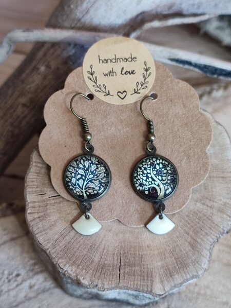 Boucles d'oreilles en laiton et ses cabochons réf.B363