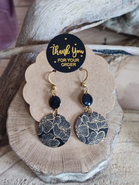 Boucles d'oreilles acier inox et pailletées 🖤 réf.B986