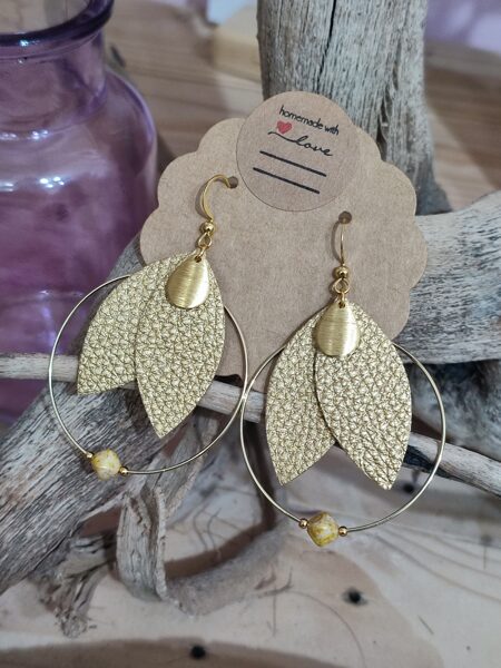 Boucles d'oreilles acier/laiton et simili cuir 🤍 réf.B1059