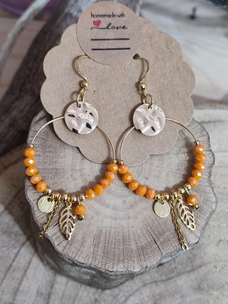 Boucles d'oreilles créoles laiton et acier inox 🧡 réf.B1069