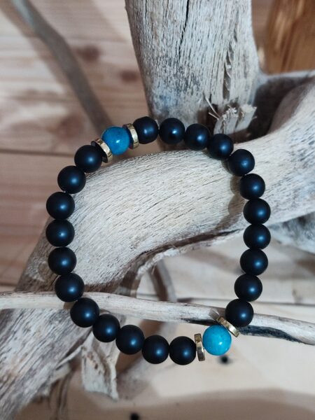 Bracelet perles agate et calcédoine 💙🩵 réf.B111