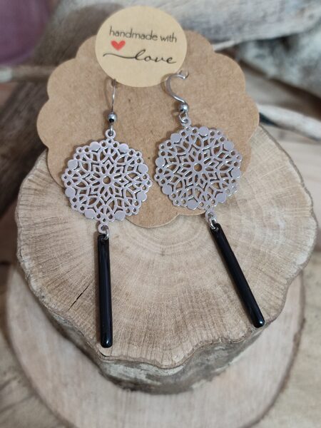 Boucles d'oreilles acier inox et laiton 🖤 réf.B1120