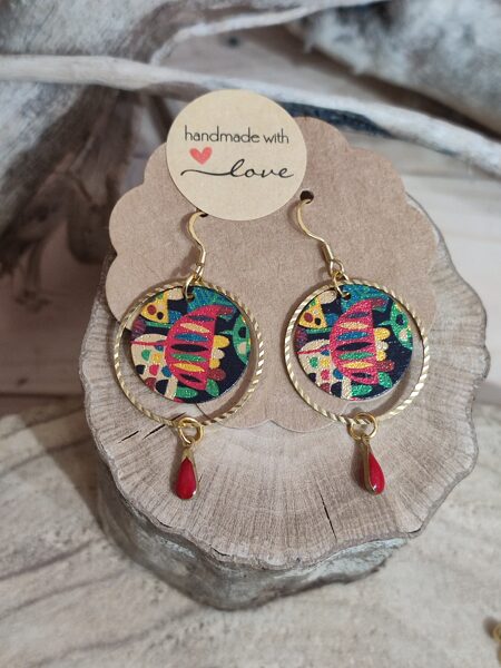 Boucles d'oreilles en acier inox/laiton et sequins colorés ♥️ réf.B1163