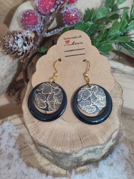 Boucles d'oreilles créoles et sequins pailletés 🖤 réf.B1170