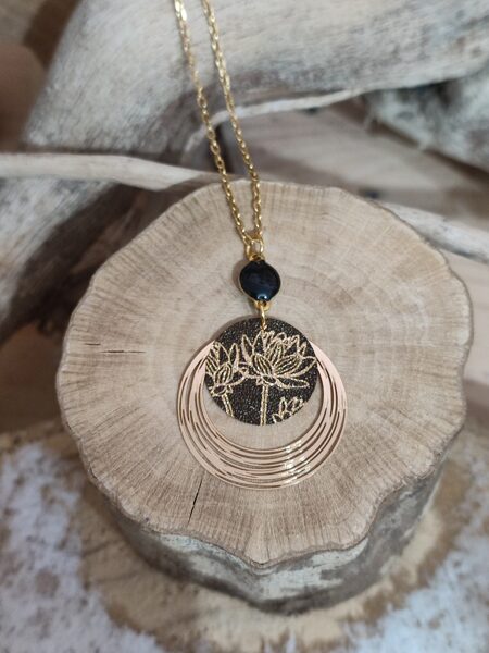 Collier en acier inox noir et doré 🖤 réf.C1172