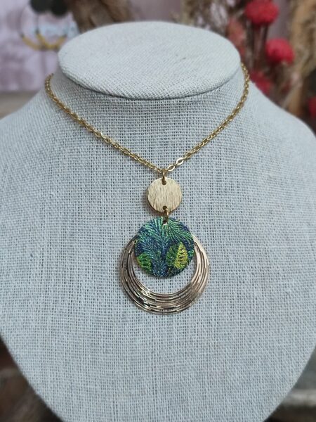Collier en acier inoxydable vert et doré 💚 réf.C1180