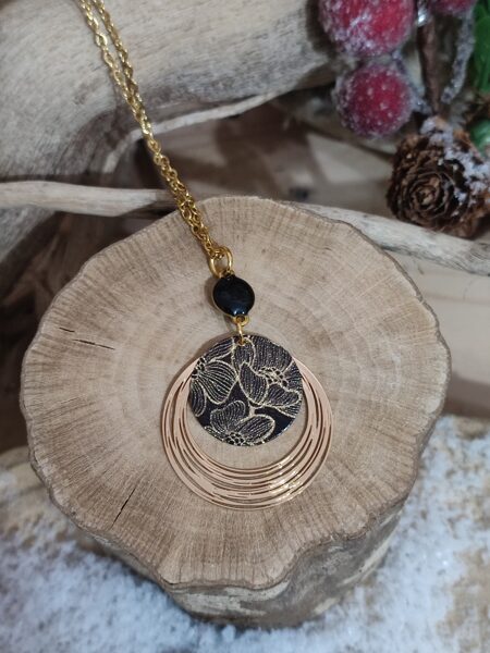 Collier en acier inoxydable noir et doré 🖤 réf.C1181