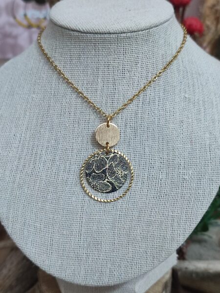 Collier en acier inoxydable noir et doré 🖤 réf.C1182