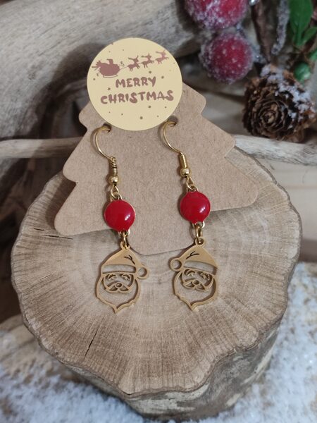 Boucles d'oreilles Père-Noël 🎅 acier inox réf.N1184