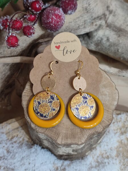 Boucles d'oreilles créoles et sequins pailletés 💛 réf.B1192