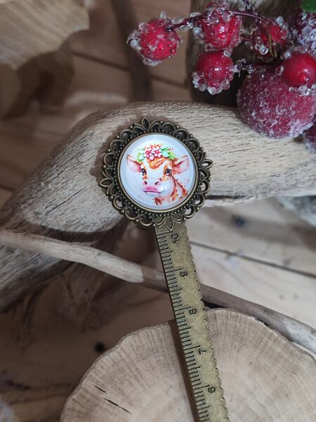 Marque-pages et son cabochon animal mignon 🐄 réf.M1304