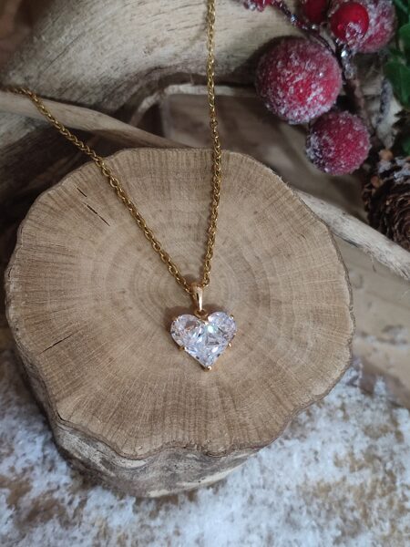 Collier en acier inox doré et son coeur 🤍 réf.C1205 ★★★★★ 1 avis