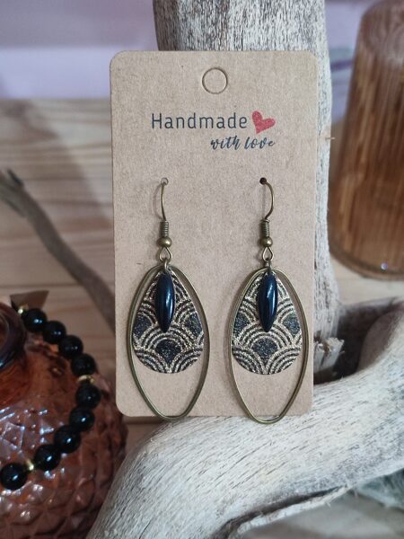 Boucles d'oreilles en laiton et sequins pailletés 🖤 réf.B521