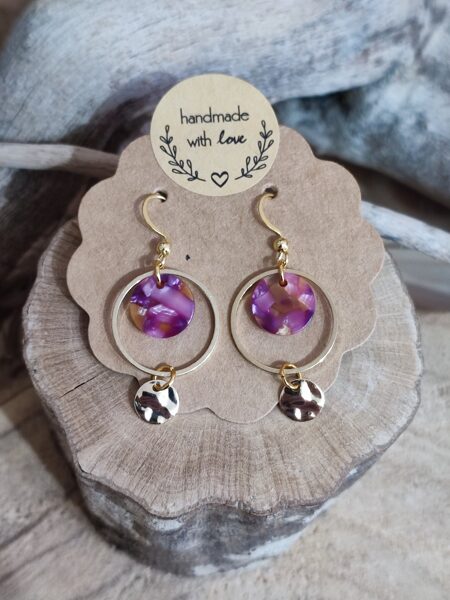 Boucles acier inox et pendentifs en résine 🩷 réf.B1222