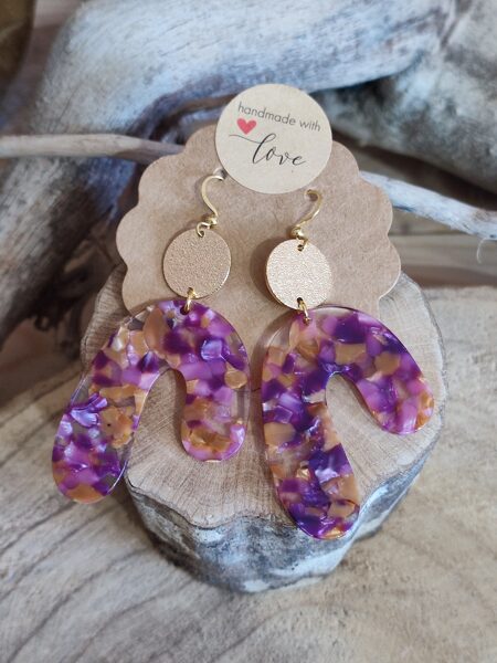 Boucles d'oreilles acier inox et résine 💜 réf.B1225