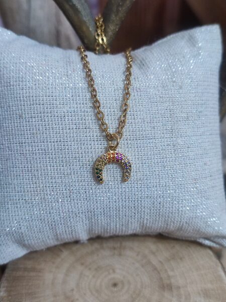 Collier en acier inox doré et son pendentif croissant lune 🌙 réf.C1244