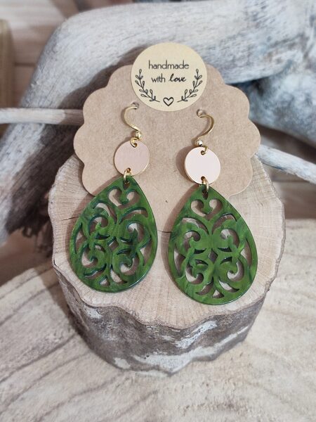 Boucles d'oreilles acier inox et résine 💚 réf.B1254