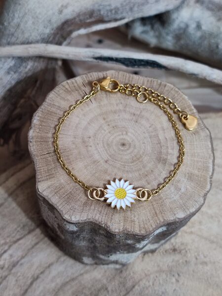 Bracelet acier inox et sa fleur 🌼 réf.B1255