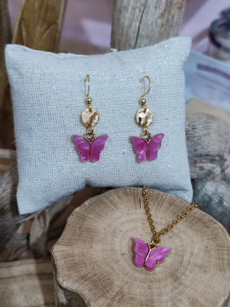 Parure papillons 🦋 acier inoxydable et laiton réf.P1258