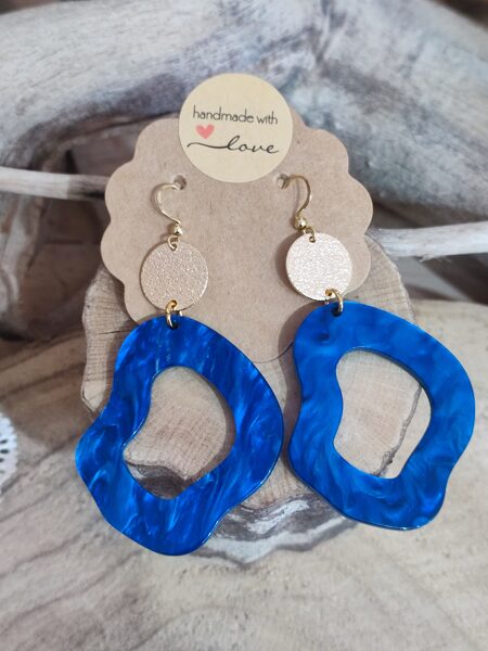 Boucles d'oreilles acier inox et résine 💙 réf.B1262