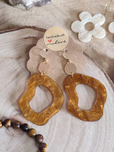 Boucles d'oreilles acier inox et résine 🤎 réf.B1264