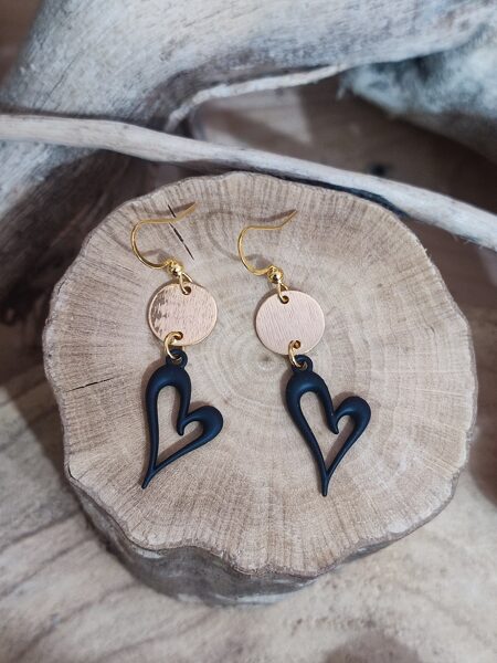 Boucles d'oreilles acier et laiton 🖤 réf.B1273