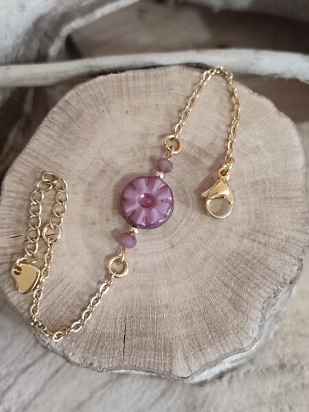 Bracelet en acier inox et sa perle tchèque réf.B1278