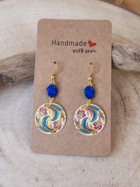 Boucles d'oreilles en acier et sequins colorés réf.B849