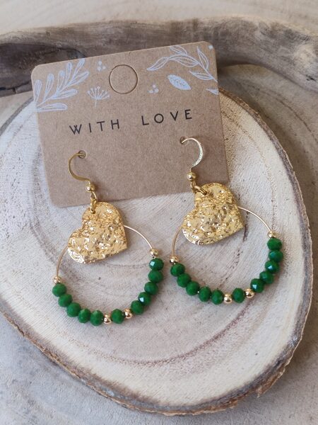 Boucles d'oreilles créoles laiton et acier inox 💚 réf.B1341