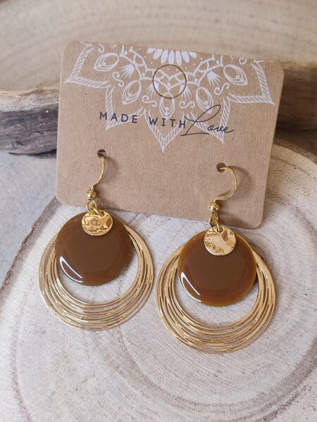 Boucles d'oreilles acier inox et laiton 🤎 réf.B1350