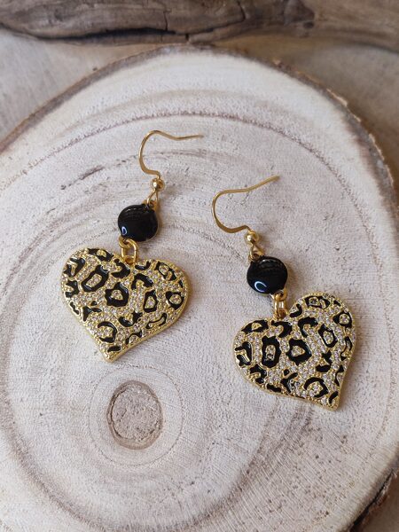Boucles d'oreilles acier inox et coeur léopard 🖤 réf.B1348