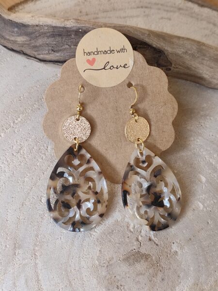 Boucles d'oreilles acier inox et résine 🤎🤍 réf.B1375