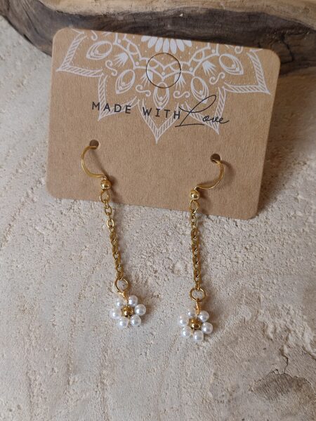 Boucles d'oreilles acier et ses perles 🤍 réf.B1377