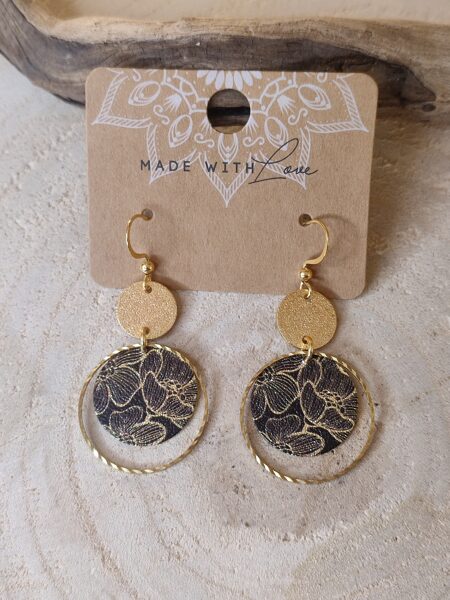 Boucles d'oreilles en acier inox et sequins pailletés 🖤 réf.B1045