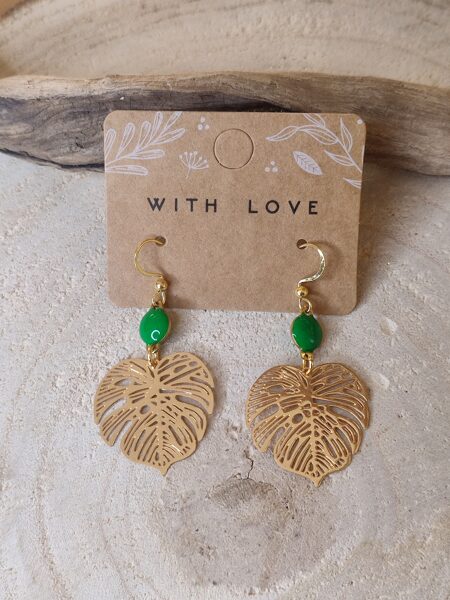 Boucles d'oreilles acier et laiton 💚 réf.B1390