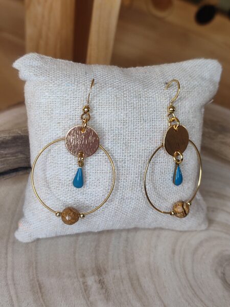 Boucles d'oreilles en laiton et acier inox réf.B873