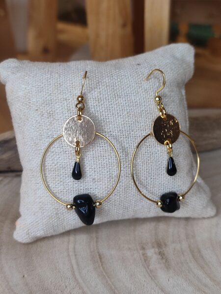 Boucles d'oreilles en laiton doré et acier inox réf.B871