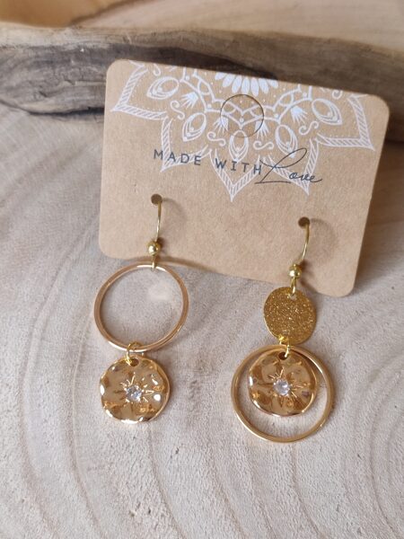 Boucles d'oreilles en laiton doré et acier inox ✨ réf.B1006