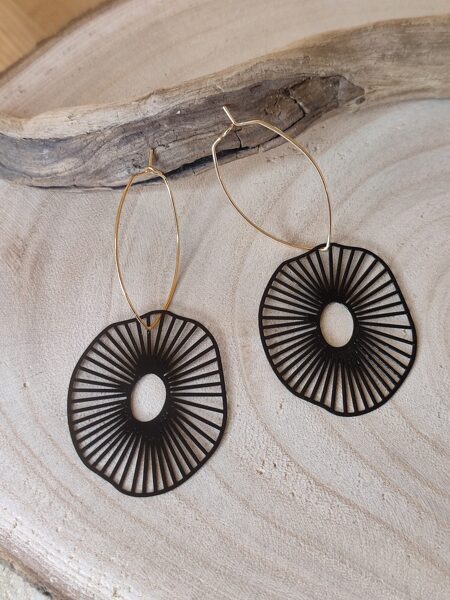 Boucles d'oreilles laiton et métal peint noir 🖤 réf.B1396