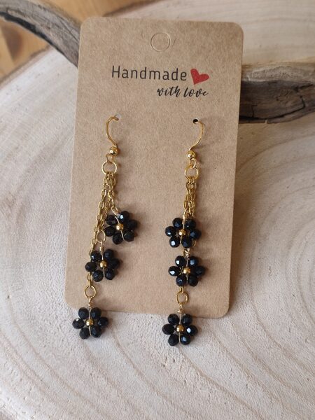 Boucles d'oreilles acier inoxydable et ses perles 🖤 réf.B1406