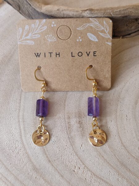 Boucles d'oreilles et ses perles d'améthyste 💜 réf.B1410