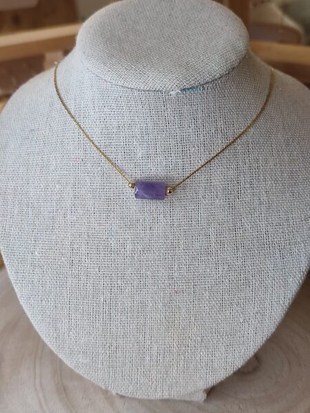 Collier en acier inox doré et sa perle d'améthyste 💜 réf.C1412
